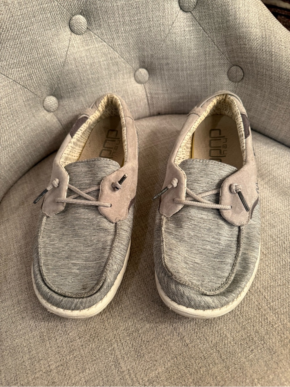 Hey Dude Slip-On Sneakers in Gray and Tan